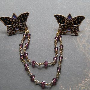 Unique Purple Moth Cape Clip Sweater Clips Rockabilly Spooky Witchy Celestial